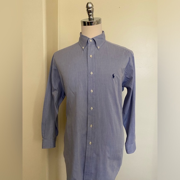 Polo Ralph Lauren Vintage Yarmouth Button Down In Blue Size 16.5-32/33 - Picture 2 of 5
